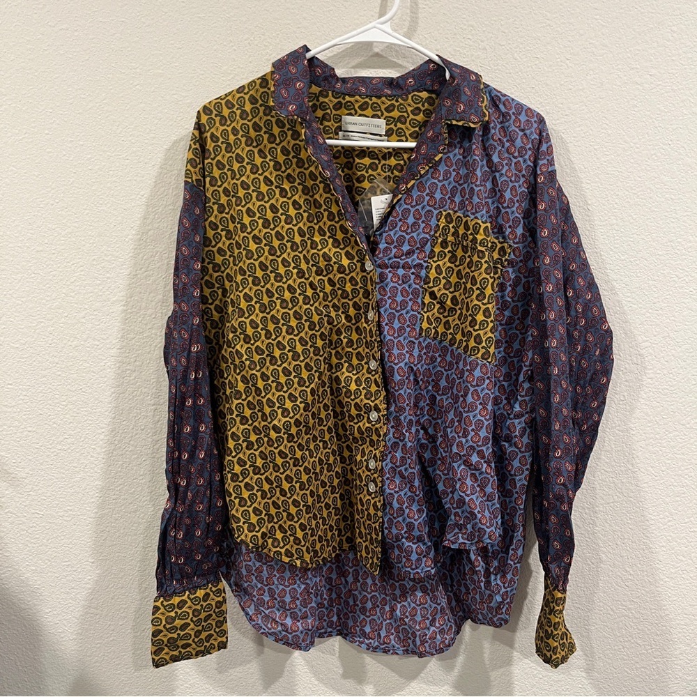 NEW Urban Outfitters Multicolor Patchwork paisley print Shirt size xsmall - Picture 1 of 10